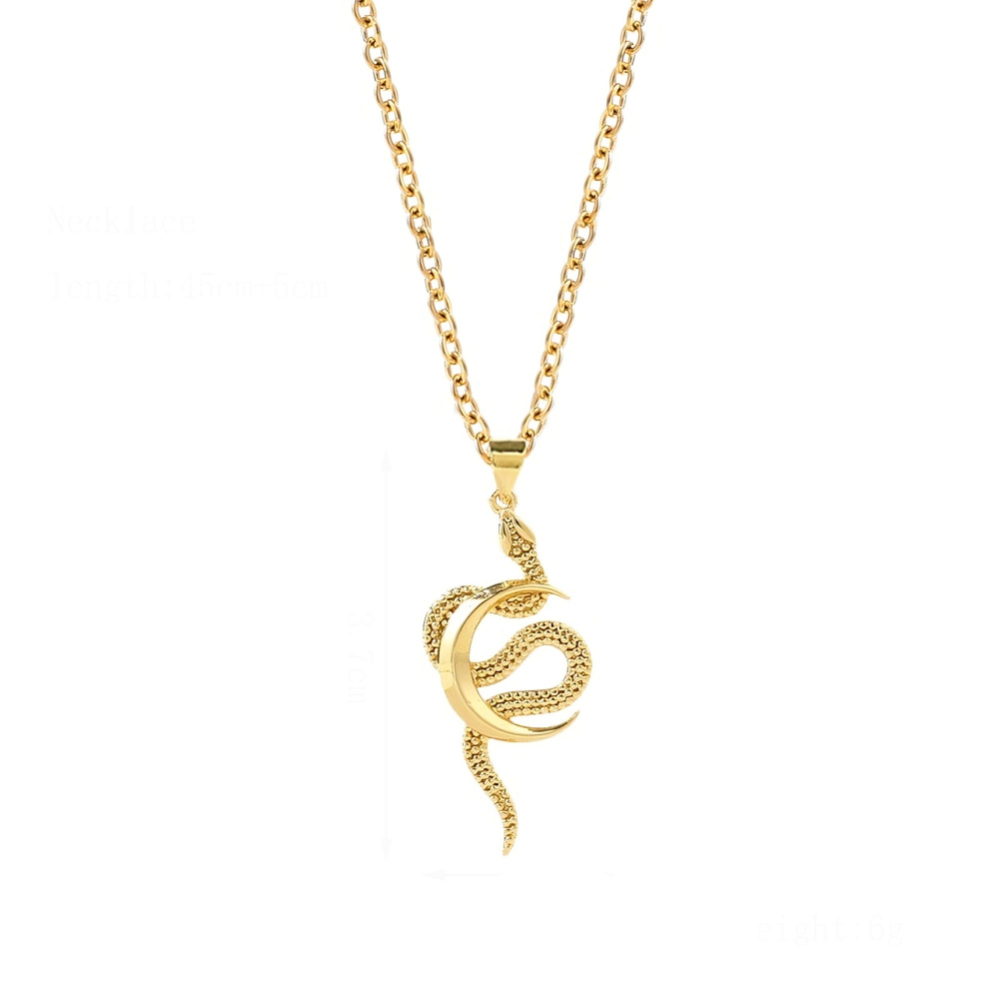 Women's Vintage Gothic Snake & Moon Pendant Necklace